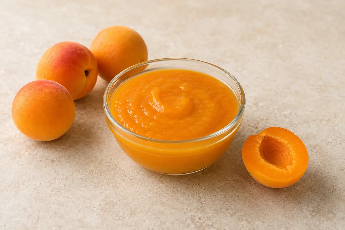 Apricot puree in a glass bowl