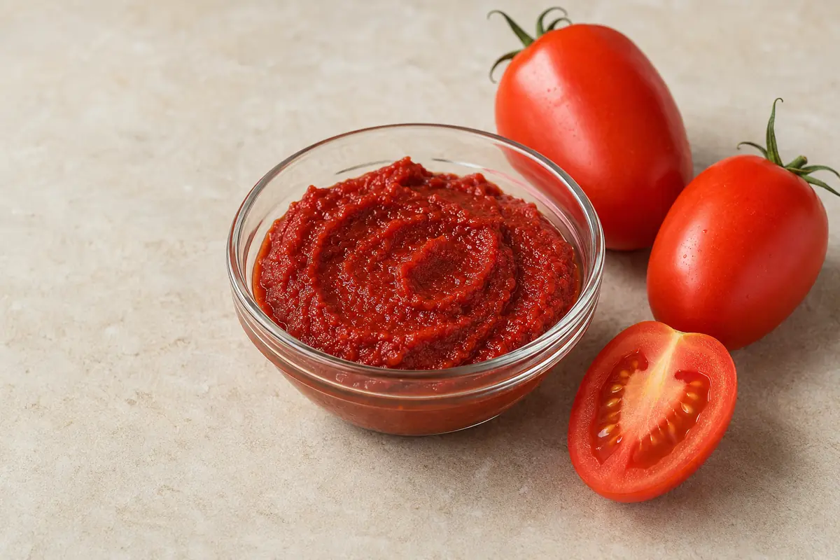 Tomato paste in a glass bowl