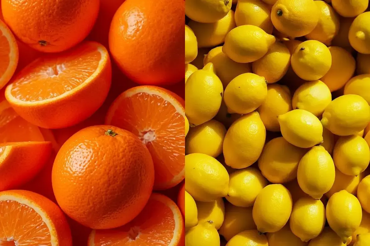 Fresh oranges and lemons