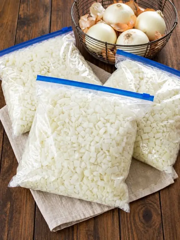 Frozen diced onions