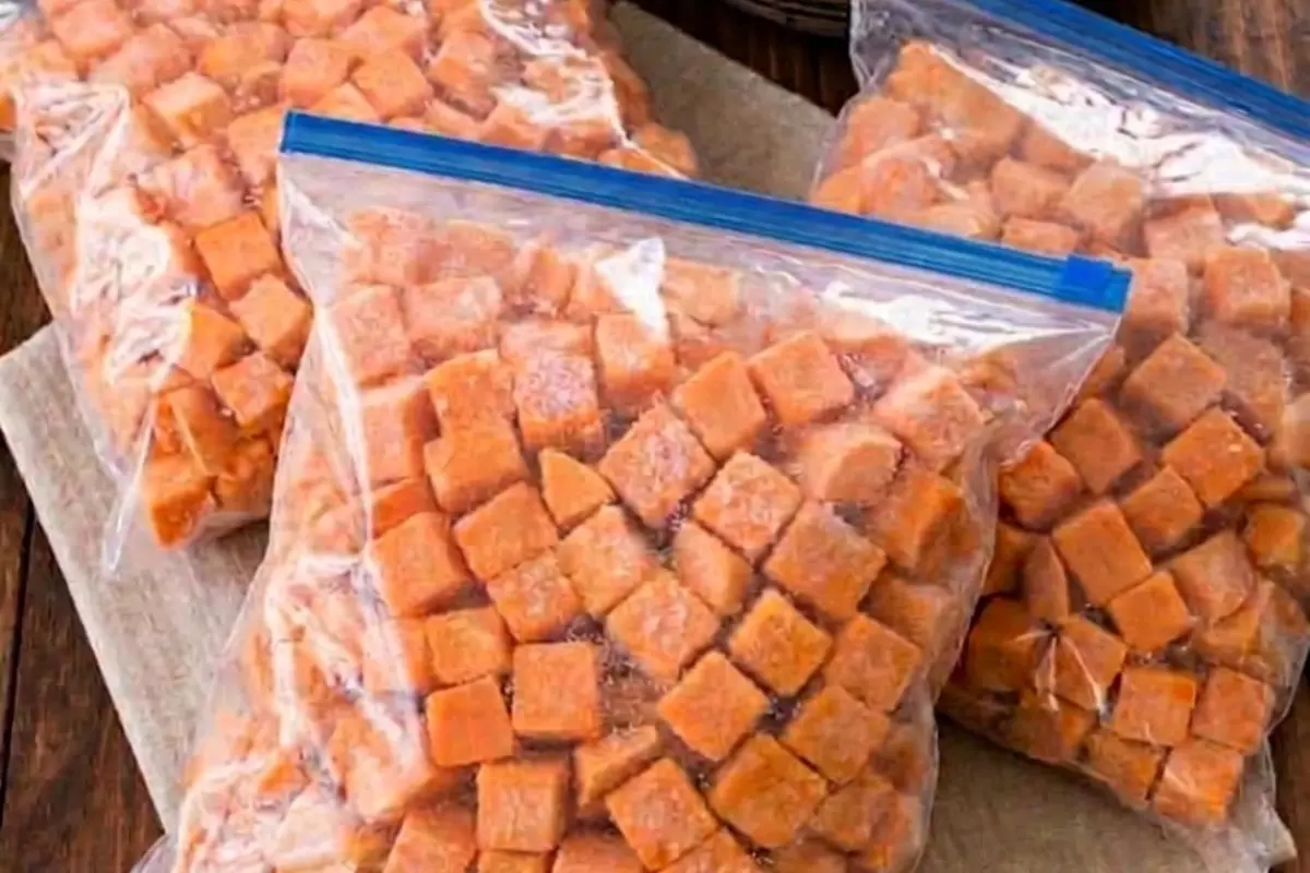 Frozen sweet potato cubes