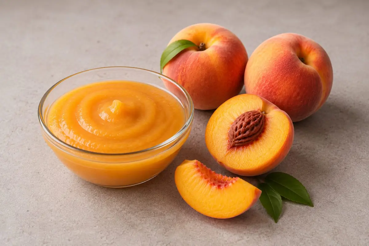 Peach puree with fresh peaches